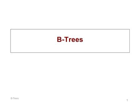 B-Trees B-Trees.