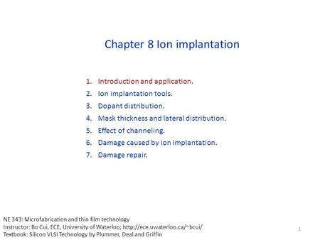 Chapter 8 Ion implantation