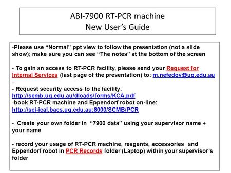 ABI-7900 RT-PCR machine New User’s Guide