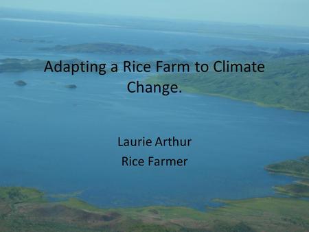 Adapting a Rice Farm to Climate Change. Laurie Arthur Rice Farmer.