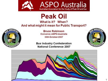 1 Peak Oil What is it? When? And what might it mean for Public Transport? Bruce Robinson Convenor, ASPO-Australia 30th October 2007 Bus Industry Confederation.
