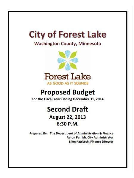 Major Challenges for 2014  Additional $607,375 for the Forest Lake City Center lease payment. The other half of the lease payment/debt service will.
