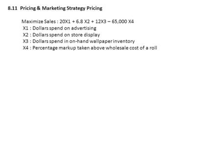 8.11  Pricing & Marketing Strategy Pricing
