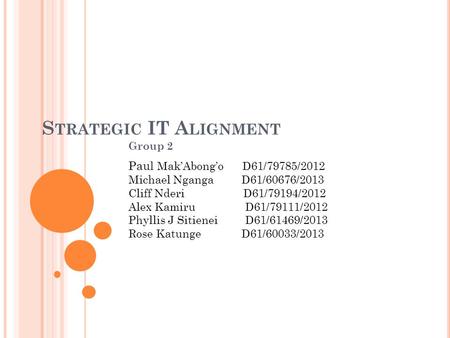 Strategic IT Alignment