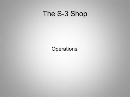 The S-3 Shop Operations. Tasks Leadership matrix Yellow and Blue Cards OPORD/LAB (time line, supply list, instructors) FTX SJER.