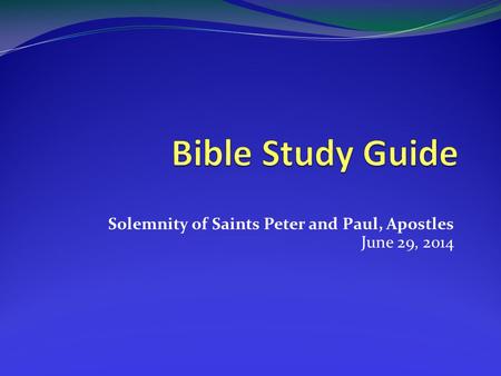 Solemnity of Saints Peter and Paul, Apostles June 29, 2014.