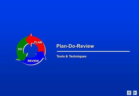 Tools & Techniques Plan-Do-Review PLAN DO REVIEW.
