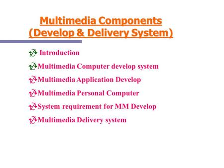 Multimedia Components (Develop & Delivery System)