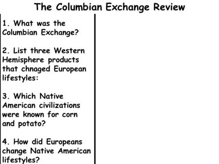 The Columbian Exchange Review