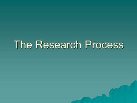The Research Process.