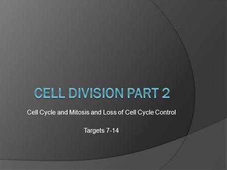 Cell Cycle and Mitosis and Loss of Cell Cycle Control Targets 7-14.