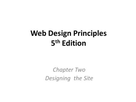 Web Design Principles 5th Edition
