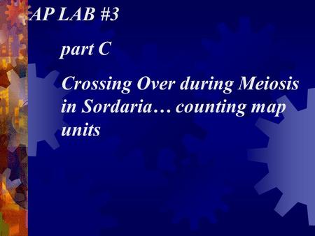 AP LAB #3 part C Crossing Over during Meiosis 	in Sordaria… counting map 	units.