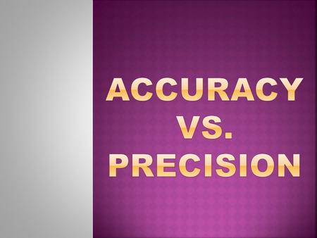 Accuracy vs. Precision.