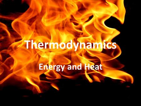 Thermodynamics Energy and Heat.
