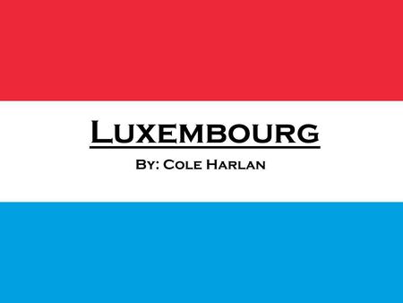 Luxembourg By: Cole Harlan. Flag Government Luxembourg is a Parliamentary Democracy headed by a Constitutional Monarch. Executive power is exercised.