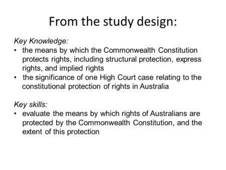 From the study design: Key Knowledge: