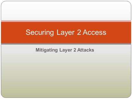 Mitigating Layer 2 Attacks