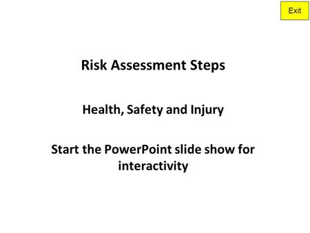 Risk Assessment Steps Health, Safety and Injury