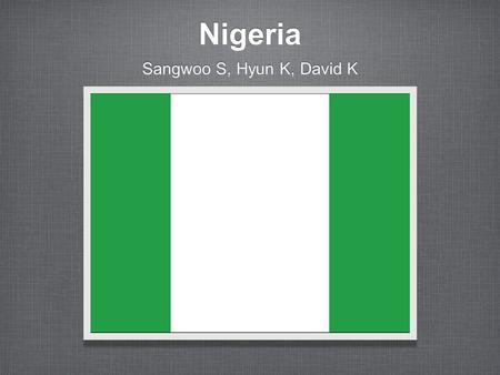 Nigeria Sangwoo S, Hyun K, David K. Where is Nigeria? BENIN NIGER CAMEROON.