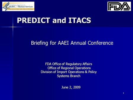 PREDICT and ITACS Briefing for AAEI Annual Conference