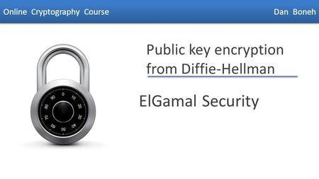 ElGamal Security Public key encryption from Diffie-Hellman