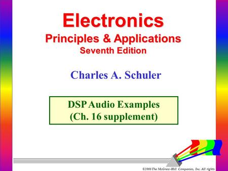©2008 The McGraw-Hill Companies, Inc. All rights reserved. Electronics Principles & Applications Seventh Edition DSP Audio Examples (Ch. 16 supplement)
