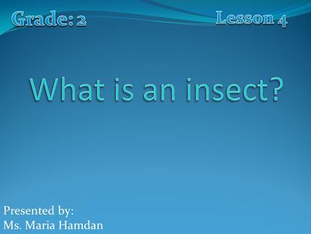 Presented by: Ms. Maria Hamdan. What are these small creatures that we have in this picture? These are insects.
