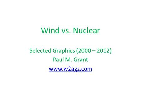 Wind vs. Nuclear Selected Graphics (2000 – 2012) Paul M. Grant www.w2agz.com.