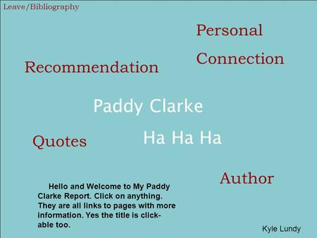 Paddy Clarke Ha Ha Ha Personal Connection Recommendation Quotes Author