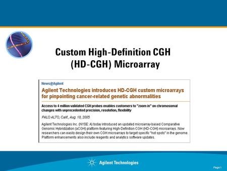 Page 1 Custom High-Definition CGH (HD-CGH) Microarray.