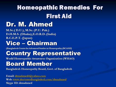 Homeopathic Remedies For First Aid