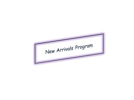 The Federal Government funds the New Arrivals Program to provide intensive English language programs. The criteria for eligibility is: The Federal Government.
