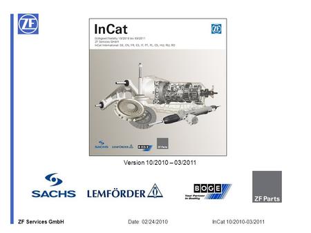 ZF Services GmbH Date: 02/24/2010 InCat 10/2010-03/2011 Version 10/2010 – 03/2011.