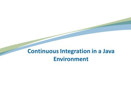 Continuous Integration in a Java Environment. Developers / Time.