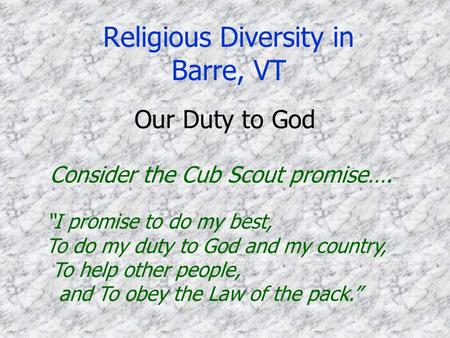 Religious Diversity in Barre, VT