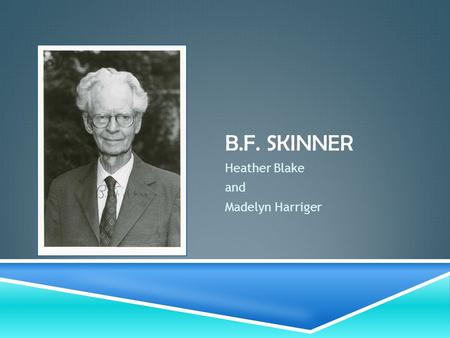B.F. SKINNER Heather Blake and Madelyn Harriger. ABOUT B.F. SKINNER  Burrhus Frederic Skinner  Born March 20, 1904 in Susquehanna, Pennsylvania  Hamilton.