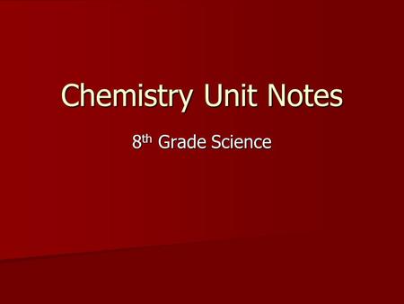 Chemistry Unit Notes 8th Grade Science.