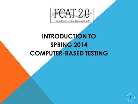 INTRODUCTION TO SPRING 2014 COMPUTER-BASED TESTING 1.