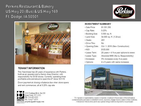 INVESTMENT SUMMARY Sale Price:$1,351,350 Cap Rate:9.25% Building Size:5,500 sq. ft. Land Size:54,000 sq. ft. (1.24 ac) Seats:201 Drive Thru:No Opening.