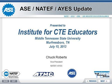 Institute for CTE Educators Middle Tennessee State University