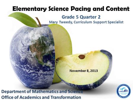Elementary Science Pacing and Content