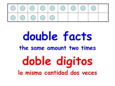 Double facts the same amount two times doble digitos la misma cantidad dos veces.