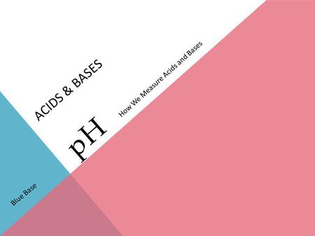 Acids & Bases How We Measure Acids and Bases pH Blue Base.