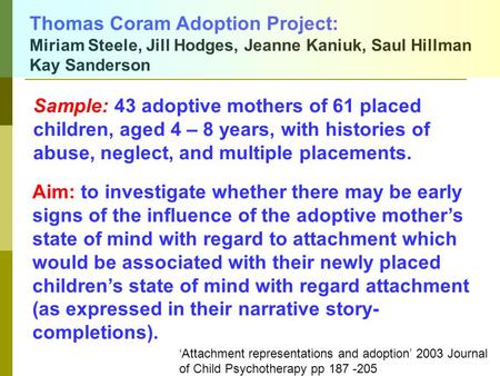 Thomas Coram Adoption Project: