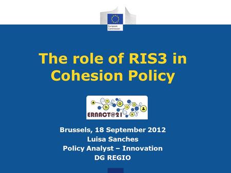 The role of RIS3 in Cohesion Policy