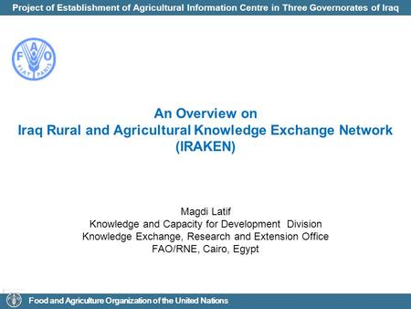 Iraq Rural and Agricultural Knowledge Exchange Network (IRAKEN)