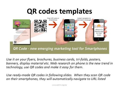 QR codes templates Use it on your flyers, brochures, business cards, tri-folds, posters, banners, display material etc. Web research on phone is the new.