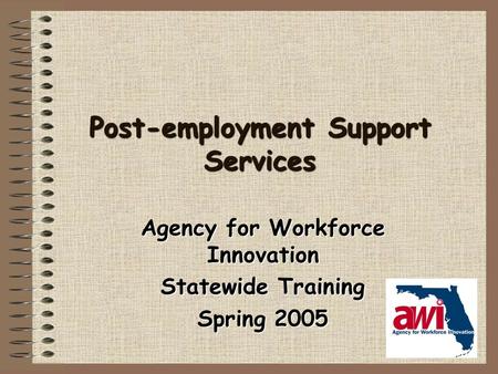 Post-employment Support Services Agency for Workforce Innovation Statewide Training Spring 2005.