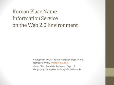 Korean Place Name Information Service on the Web 2.0 Environment